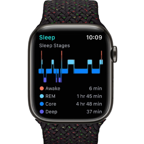 Apple Watch Series 9 displays sleep tracking interface, a good wearable device