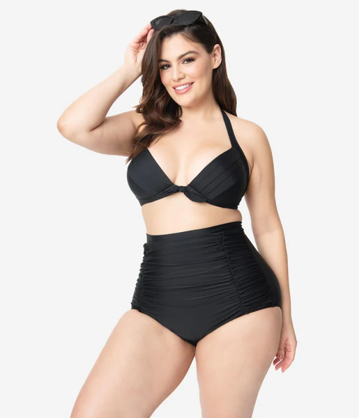 black high-waist bikini  beachwear for women